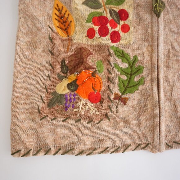 VTG Tiara International Embroidered Fall Vest Grandmacore Cottagecore Cabin L - Picture 7 of 8